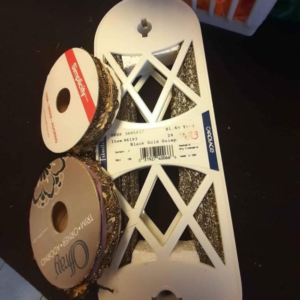 Gold Sewing Notions LOT Rolls Sewing Gimp Sequin Sewing Notion Trim Beautiful